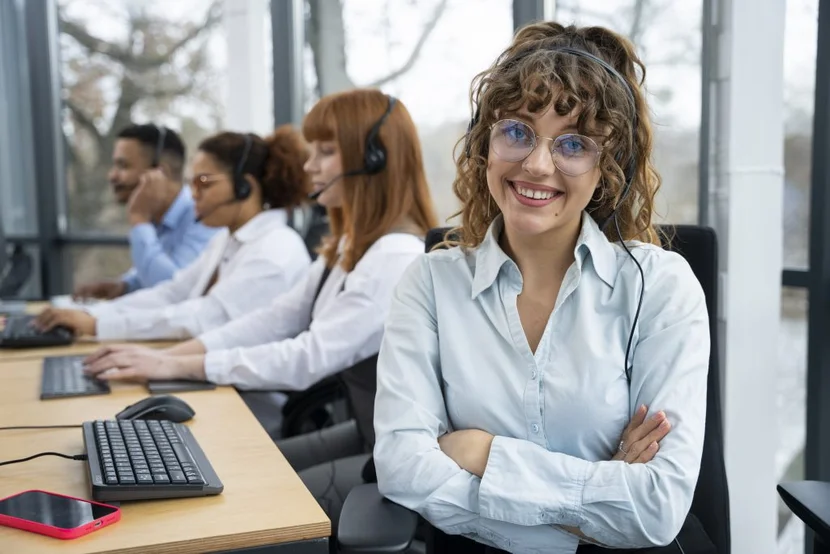 people working call center