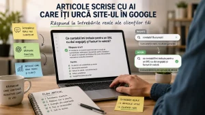 Articolele scrise cu AI nu îți urcă singure site-ul în Google (iată ce îl urcă)